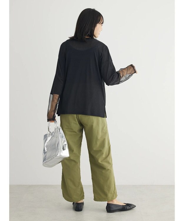 Green Parks 袖チュールドッキングプルオーバー Black