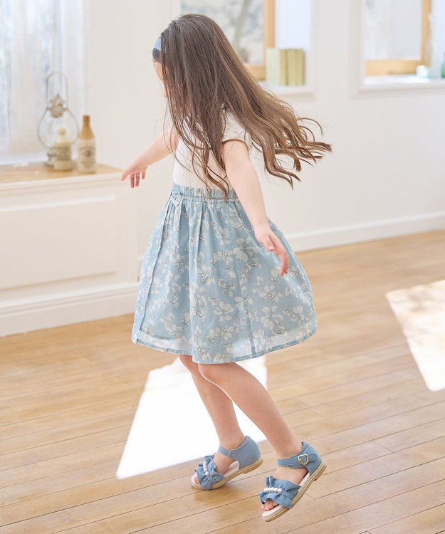 ANY KIDS ドッキング レトロ花柄 ワンピース サックスブルー