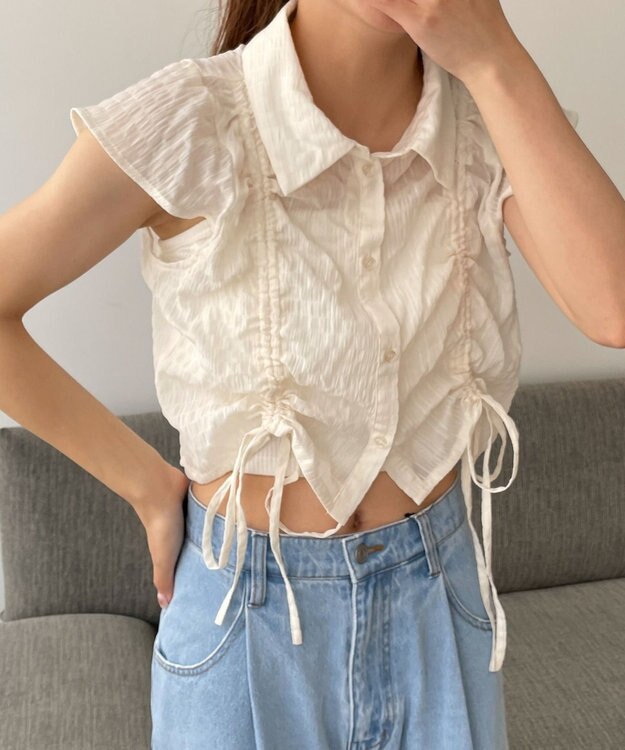 WEGO シアードロストシャツ ホワイトアイボリー