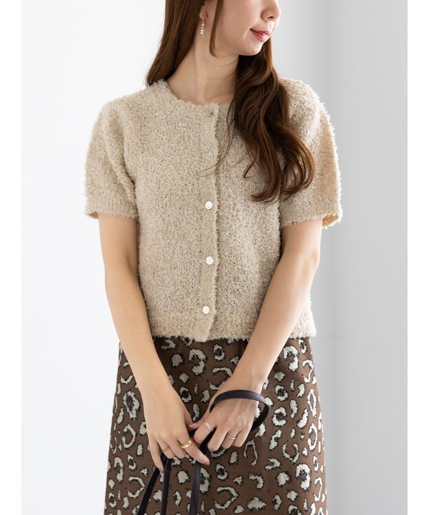 Te chichi テープヤーン前後2WAY5分袖カーディガン ベージュ