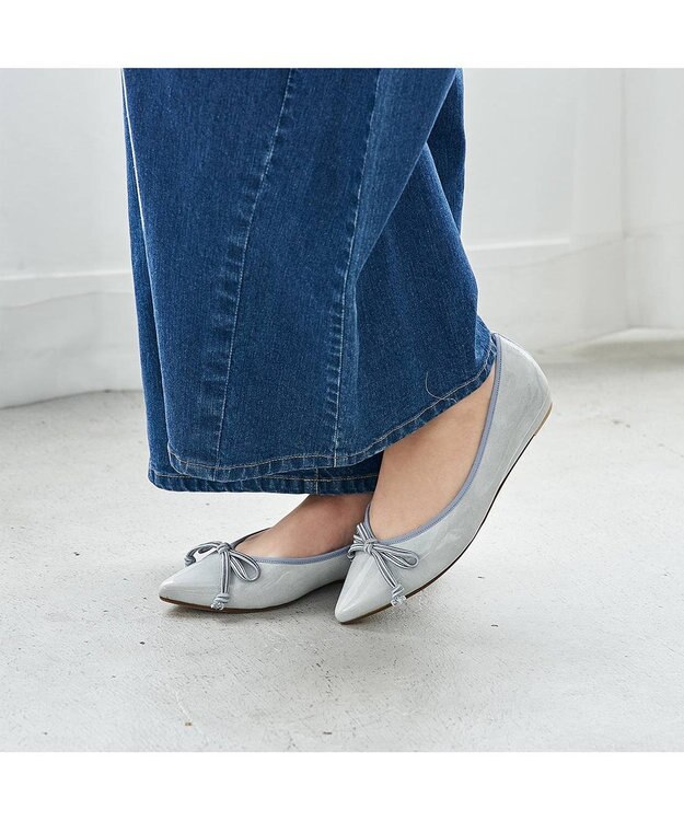 MODE ET JACOMO <MODE ET JACOMO>リボンバレエシューズ ライトグレーエナメル
