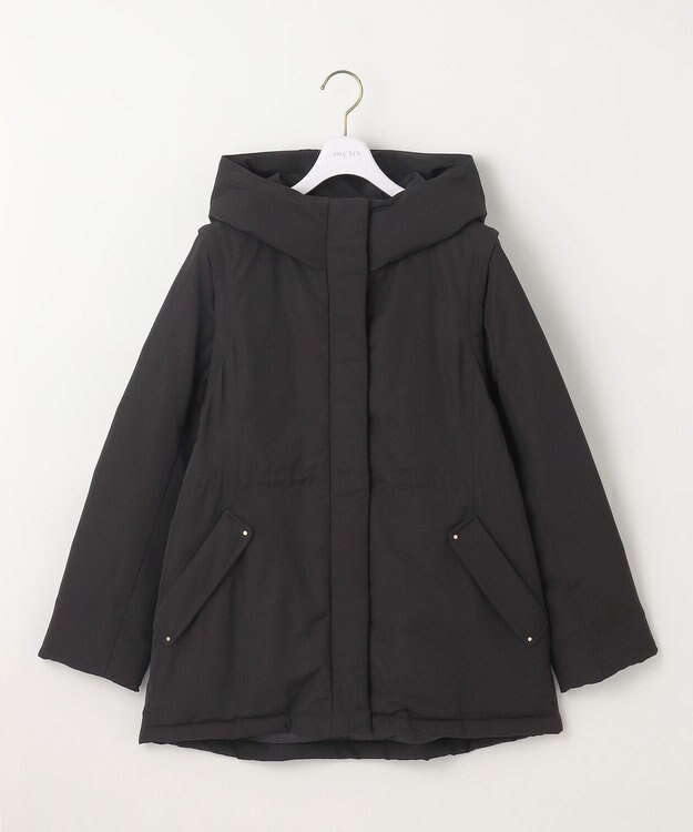 ANY SIS 【撥水・洗える】2WAYドロストフーディミドル ダウン ブラック