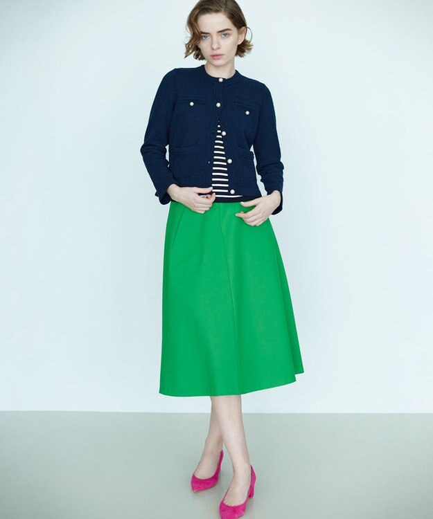 組曲 ミニブークレーツイードニットジャケット ネイビー系