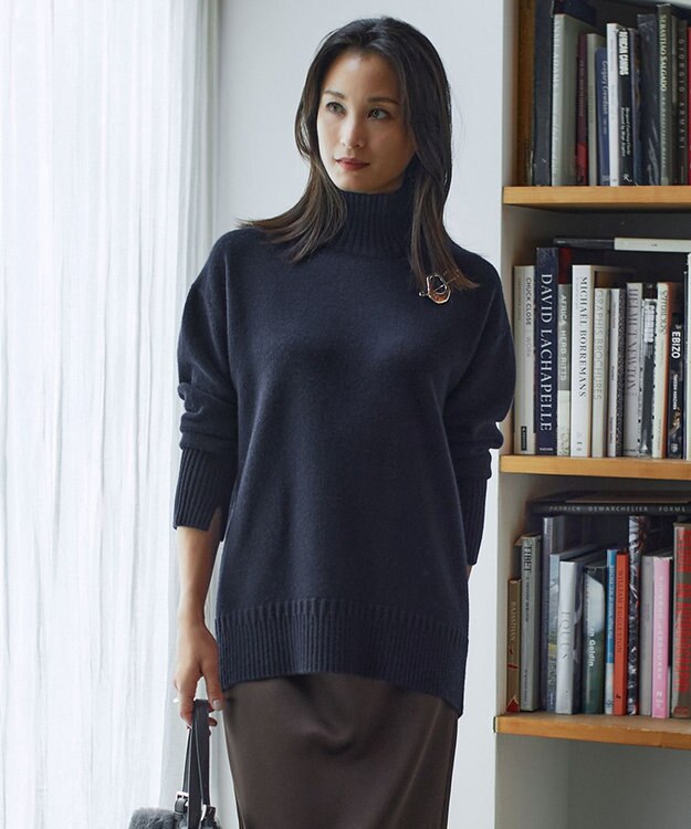 ICB 【新色追加・WEB限定カラーあり】 ソフトカシミヤミックス ハイネックニット ネイビー系