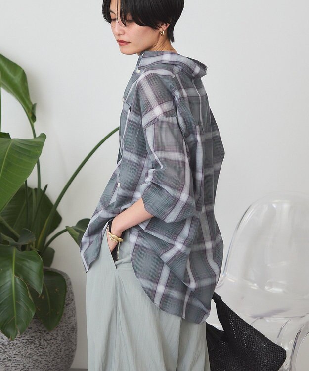 AMERICAN HOLIC 【3WAY】シアーチェックシャツ Green