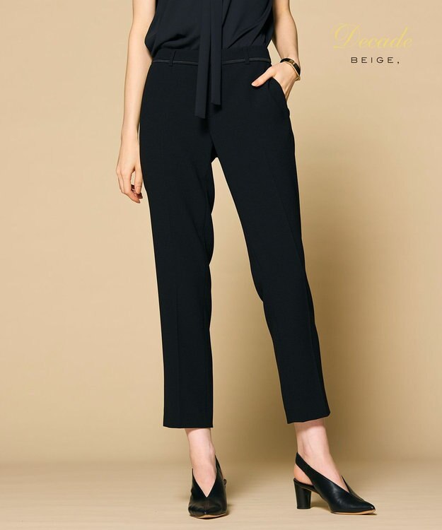 BEIGE， 【洗える】CINDY / クロップドパンツ Black × Black