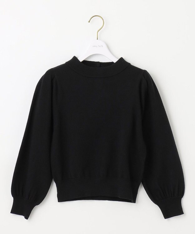 ANY SIS S 【低身長企画】バックパール調ポイント ニット ブラック