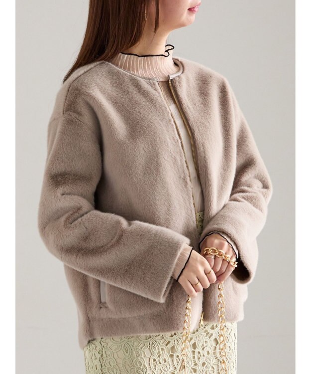 Te chichi リバーシブルファームートンブルゾン モカ