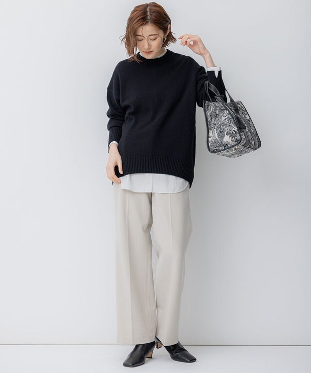 23区 【滝沢眞規子さん着用/洗える】ウールカシミヤ クルーネック ニット ブラック系