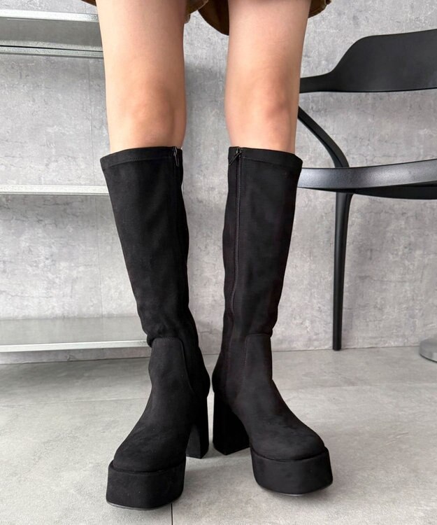 WEGO ストレッチヒールロングブーツ ブラックその他