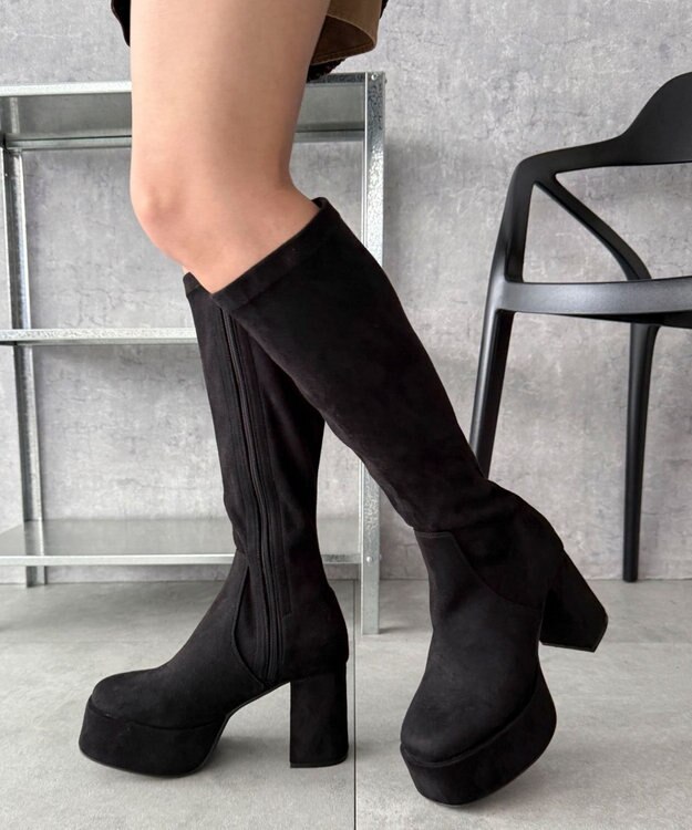 WEGO ストレッチヒールロングブーツ ブラックその他