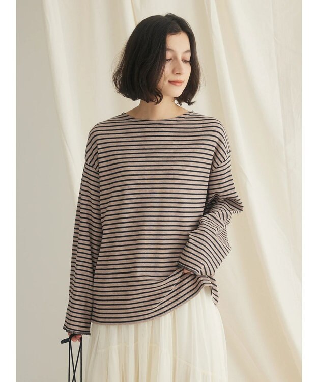 CRAFT STANDARD BOUTIQUE ボーダーワッフルプルオーバー Beige