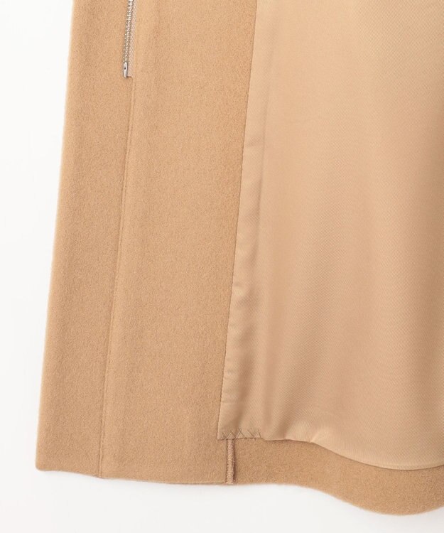 組曲 【2WAY・WEB限定】ショートビーバー フーディーロングコート ベージュ系