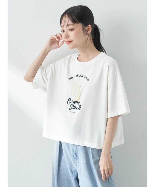 earth music&ecology ＩＣＥ　ＣＲＥＡＭ！　ショートＴ Off White