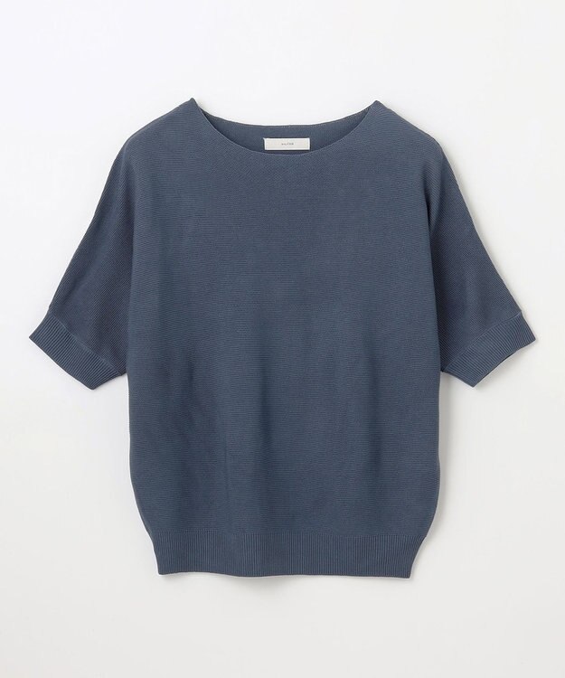 ANY 【洗濯機可/UVカット/アンチピリング】ハーフスリーブガーターニット ブルー