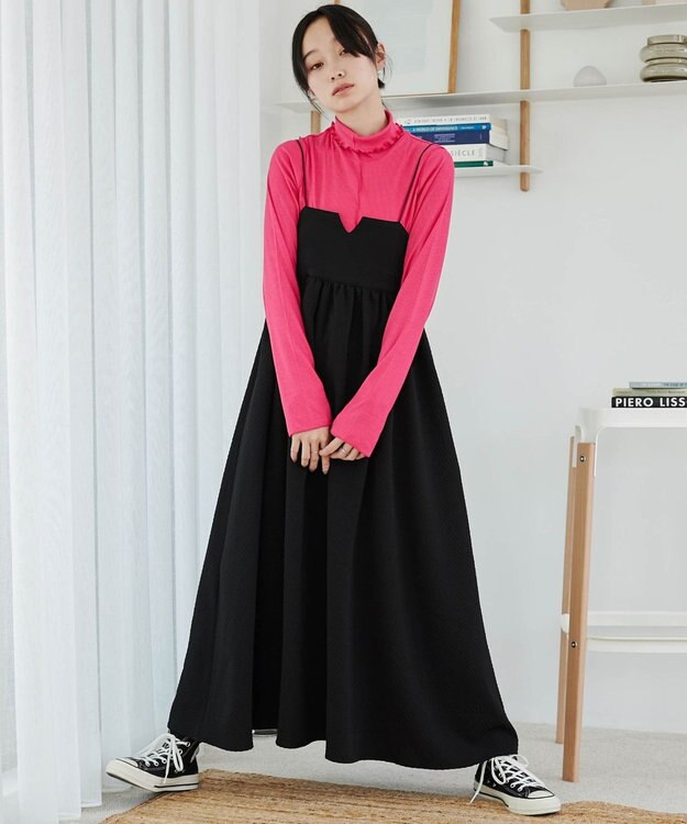 WEGO ソフトタッチカラーリブロンT ピンク