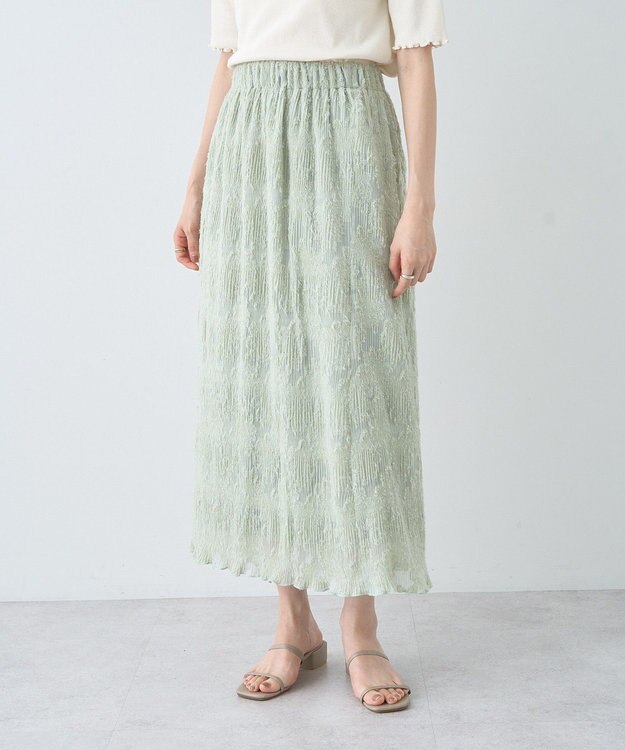 earth music&ecology マジョリカプリーツナロースカート Light Green