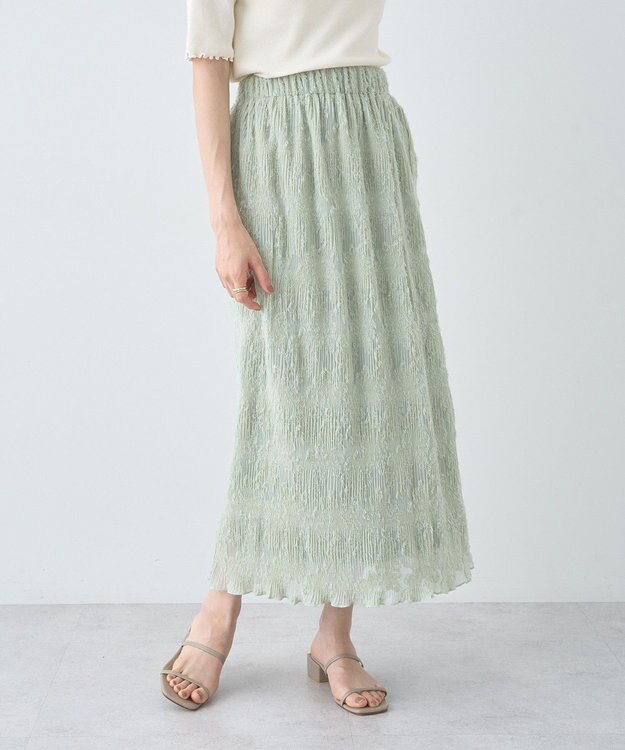 earth music&ecology マジョリカプリーツナロースカート Light Green
