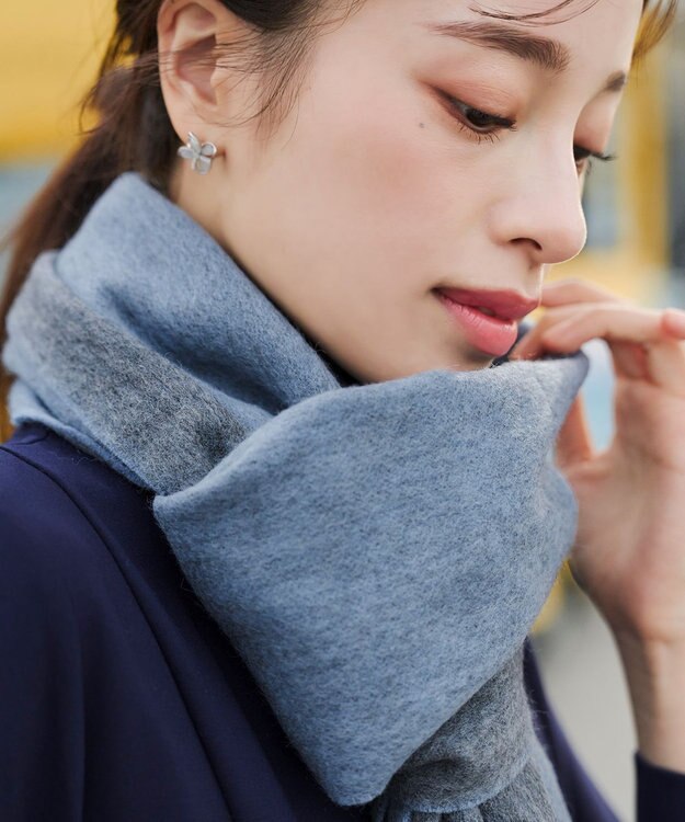 Tiaclasse 【ウール100％】リバーシブルマフラー ブルー