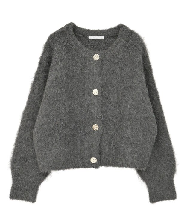 Green Parks 起毛シャギーカーディガン Charcoal Gray
