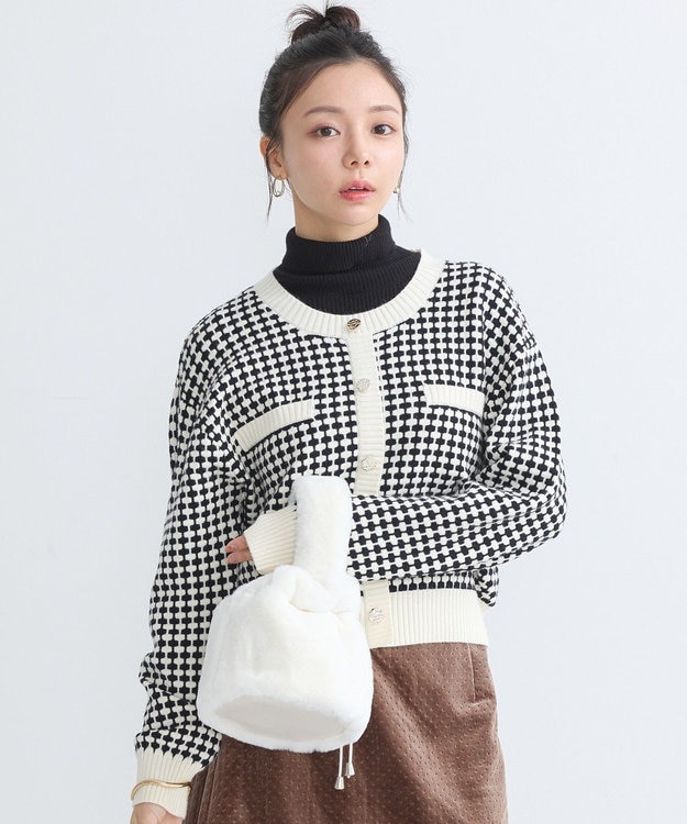 earth music&ecology ジャガードニットプルオーバー Ivory