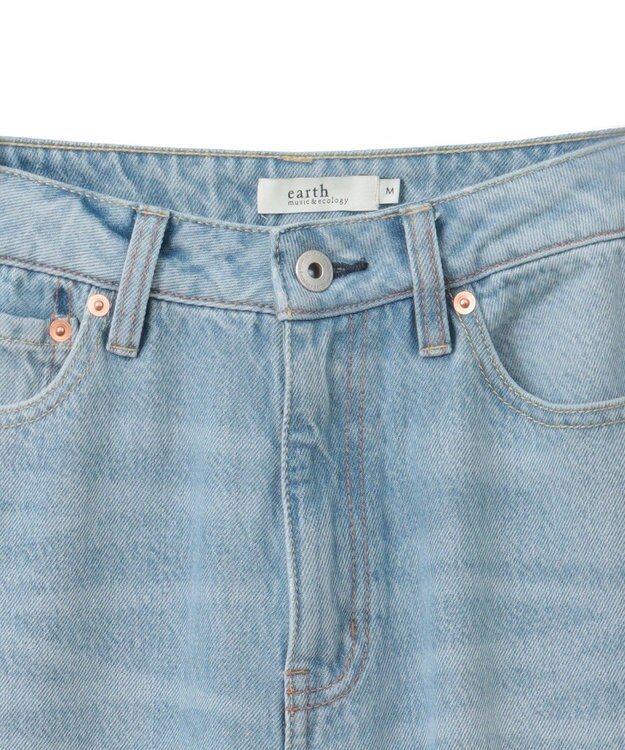 earth music&ecology セルフカットワイドデニムパンツ Light Indigo