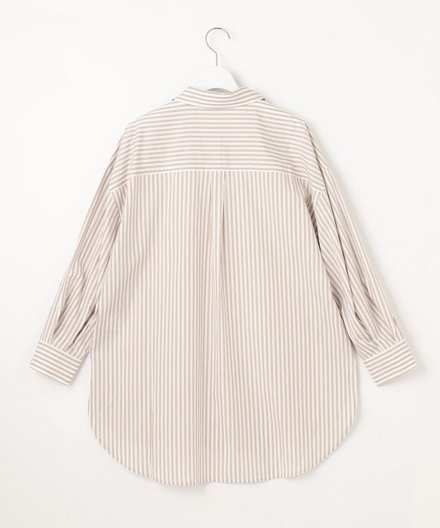 Feroux 【洗える】カラーストライプビッグ シャツ ベージュ系1