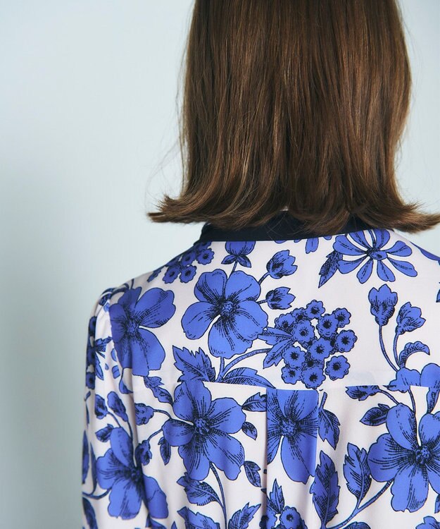 GRACE CONTINENTAL フラワープリントティアードワンピース ブルー