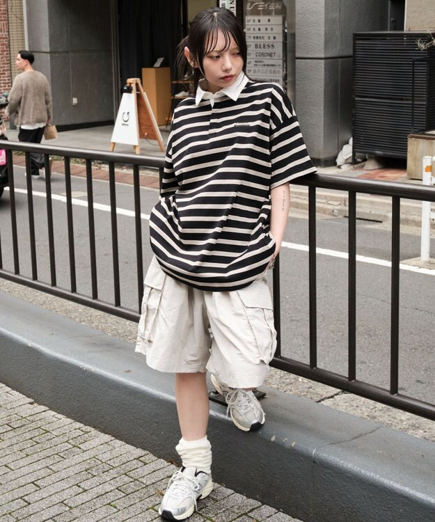 WEGO 【撥水/速乾/ウエストゴム/ユニセックス着用ITEM/MLサイズ展開】ナイロンイージーバギーカーゴショーツ ライトグレー