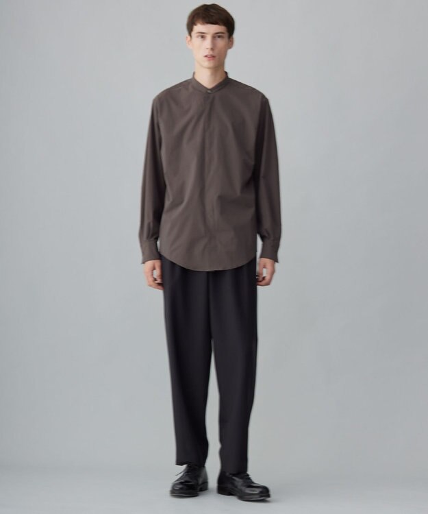 UNFILO MENS コンフォート バンドカラーシャツ  [24年秋冬商品] ブラウン
