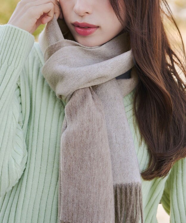 Tiaclasse 【ウール100％】リバーシブルマフラー ベージュ