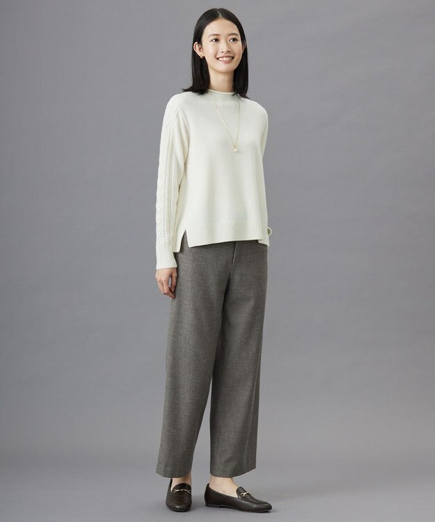 J.PRESS LADIES 【洗える】チェルビック セミワイド パンツ モカ系