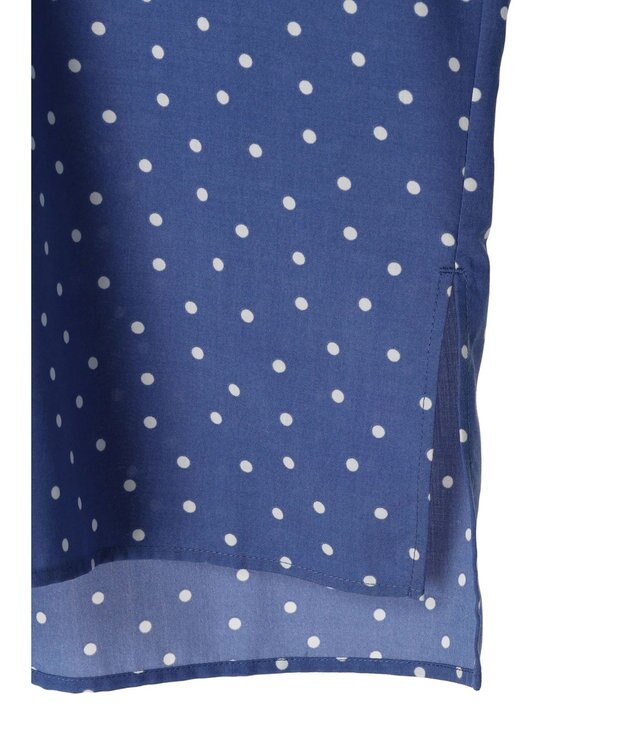 Green Parks ドット柄タックスリーブブラウス Blue