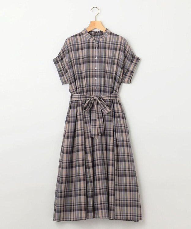 組曲 【リボンタイ付き】シアーツイルチェック ワンピース パープル系3