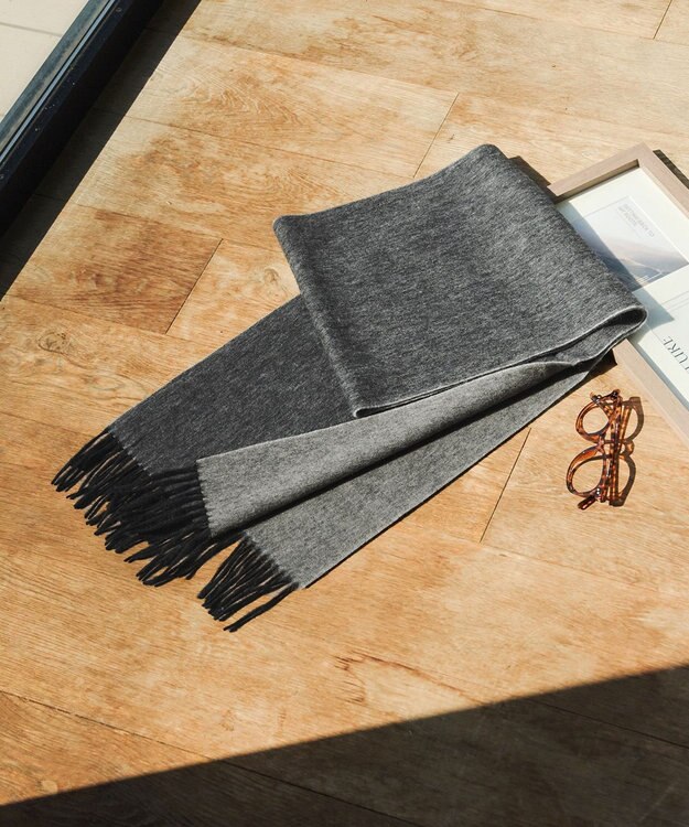 Tiaclasse 【ウール100％】リバーシブルマフラー ブラック