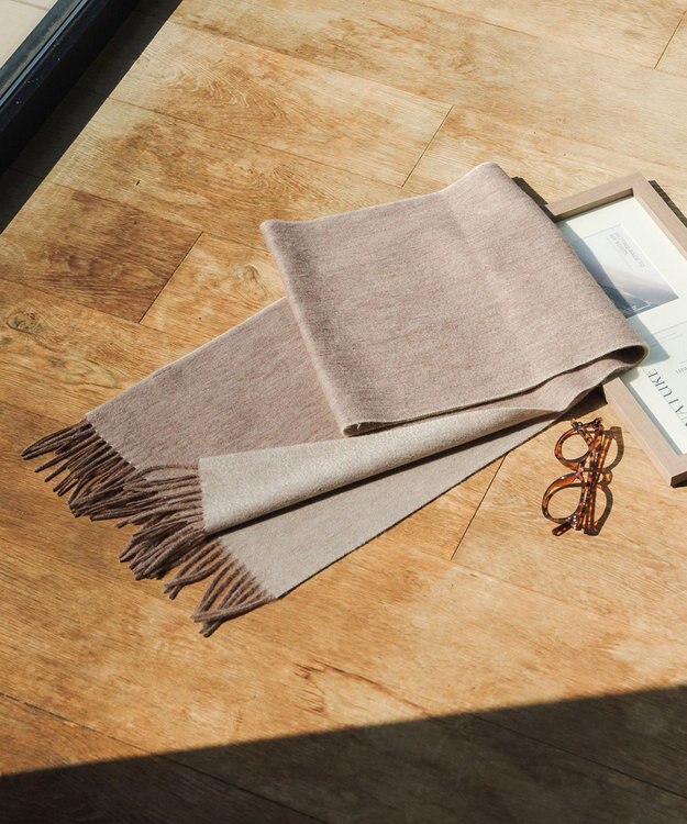 Tiaclasse 【ウール100％】リバーシブルマフラー ベージュ