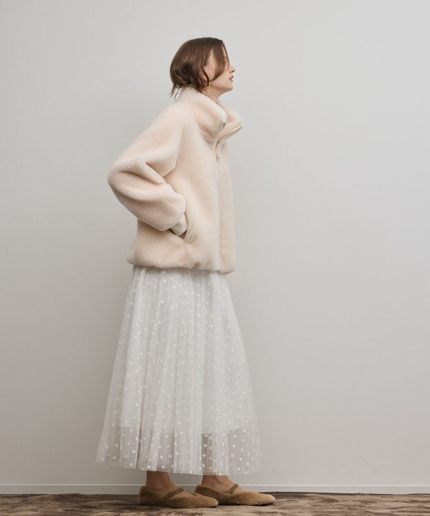 GRACE CONTINENTAL ウールボアスタンドカラージャケット キナリ