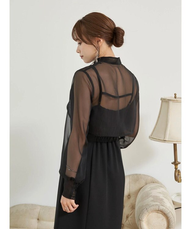 earth music&ecology ＳＥＴ２点シアーボレロ＋キャミワンピース Black