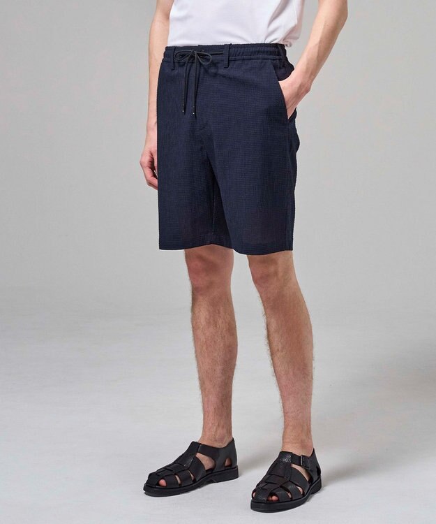 JOSEPH HOMME 【新型】トリコサッカーストレッチ ドロスト付ショートパンツ / BERMUDA ネイビー系