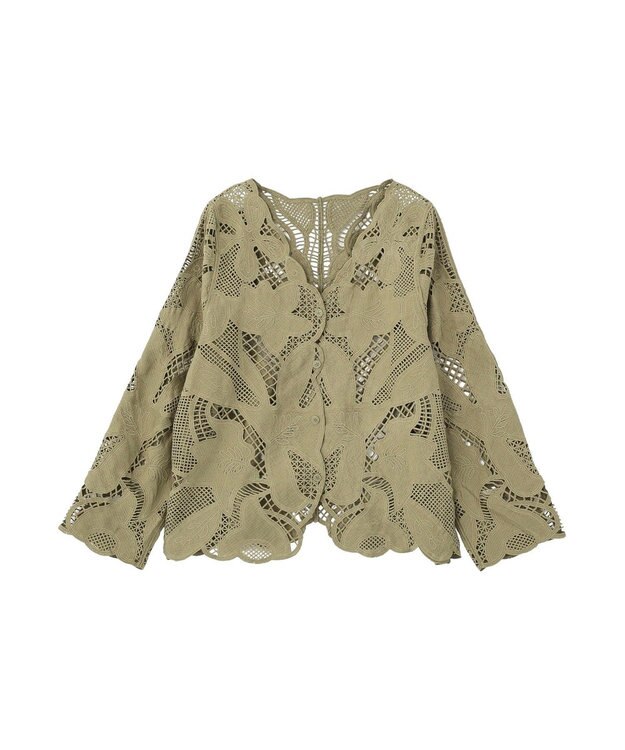Green Parks レースカーディガン Khaki