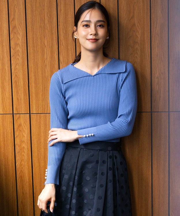 組曲 Elenaリブニット プルオーバー ブルー系