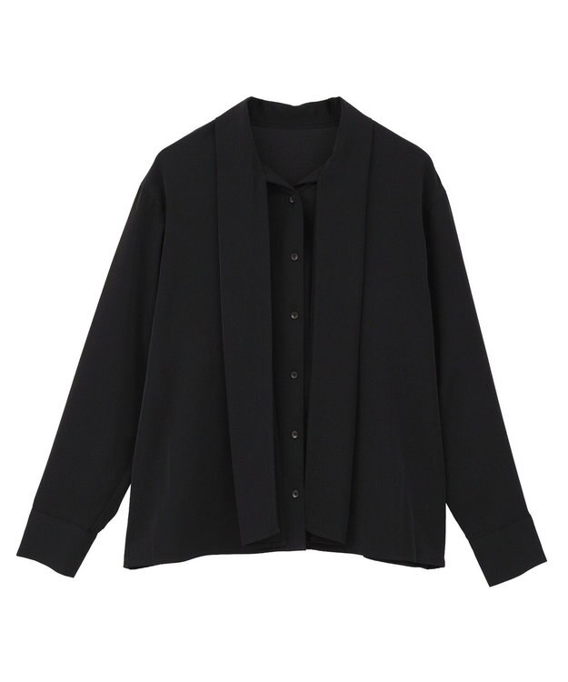 AMERICAN HOLIC 【イージーケア】ナロータイブラウス Black