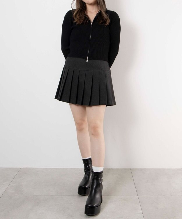 WEGO ストーム付きワイドヒールショートブーツ ブラック