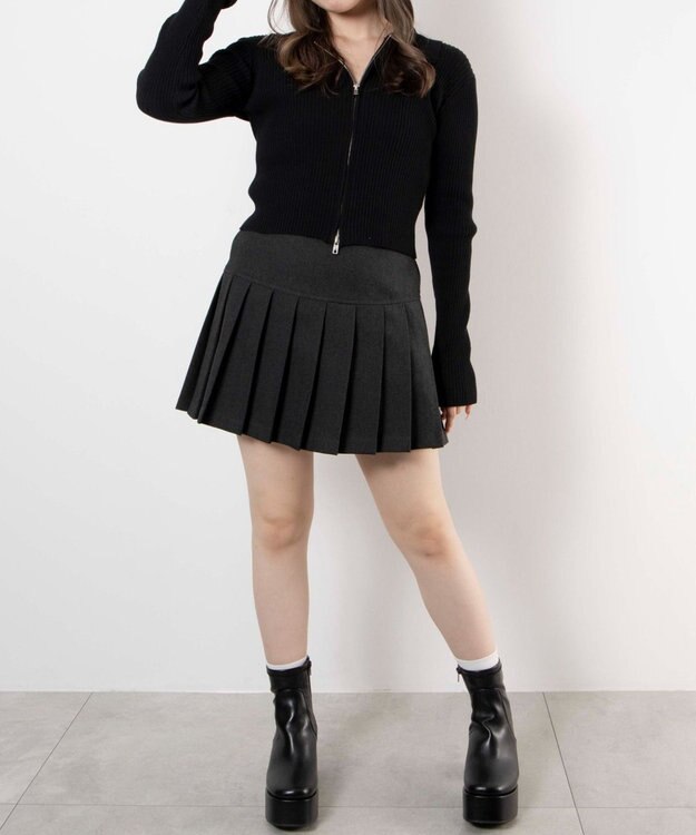 WEGO ストーム付きワイドヒールショートブーツ ブラック