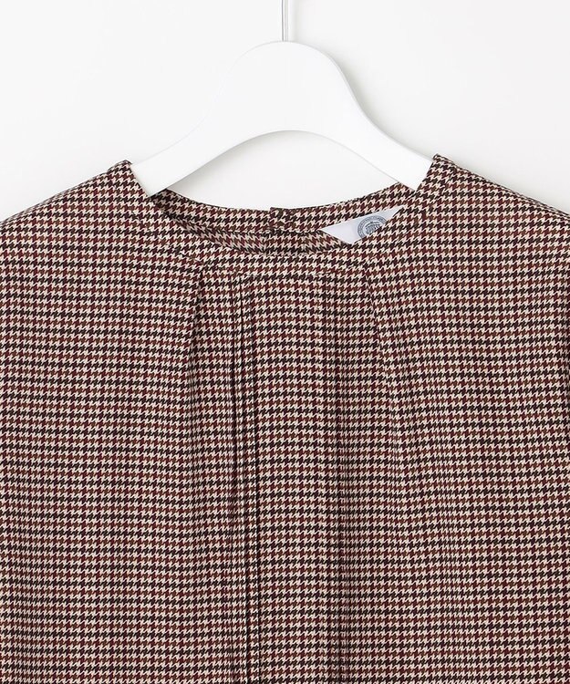 J.PRESS LADIES デシンハウンドトゥースプリント ブラウス ブラウン系