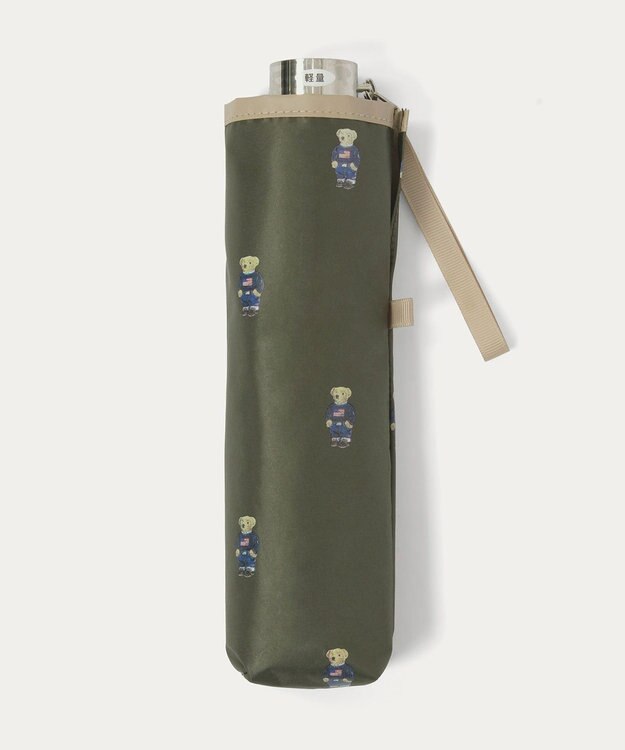 MOONBAT 【 遮光率100％/遮熱/UV/軽量】POLO RALPH LAUREN（ポロ ラルフローレン）晴雨兼用日傘   PORO BEAR ポロベア 裏カラー 折りたたみ傘 カーキ＆ベアＰｔ×ベージュ