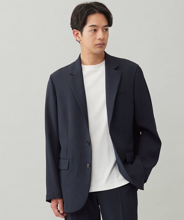 UNFILO MENS 【OCEANS 雑誌・web・YouTube 掲載】WOOL TOUCH 機能美ジャケット【東レ開発のウール見え高機能素材】 ネイビー