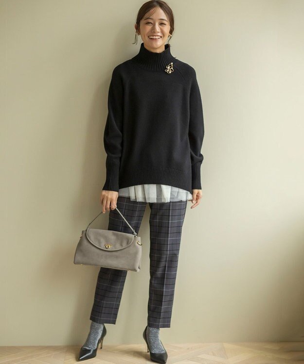 組曲 スエードライク トップハンドルバッグ チャコールグレー系