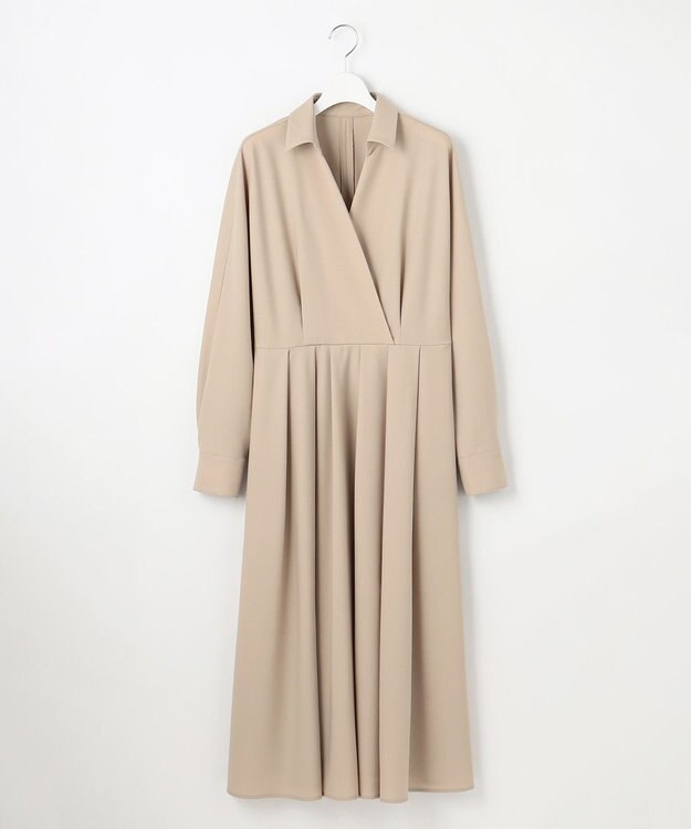 23区 L 【エステータ】ウールトロドライストレッチ カシュクールシャツ ワンピース ベージュ系