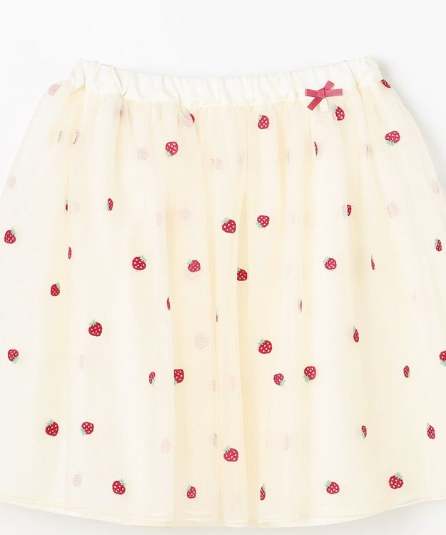 ANY KIDS 【Strawberry Collection】総刺繍 いちごチュールスカート エクリュ